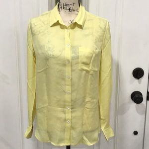 🆕 ARMANI EXCHANGE Silk Button Down  Long Sleeves Shirt Yellow